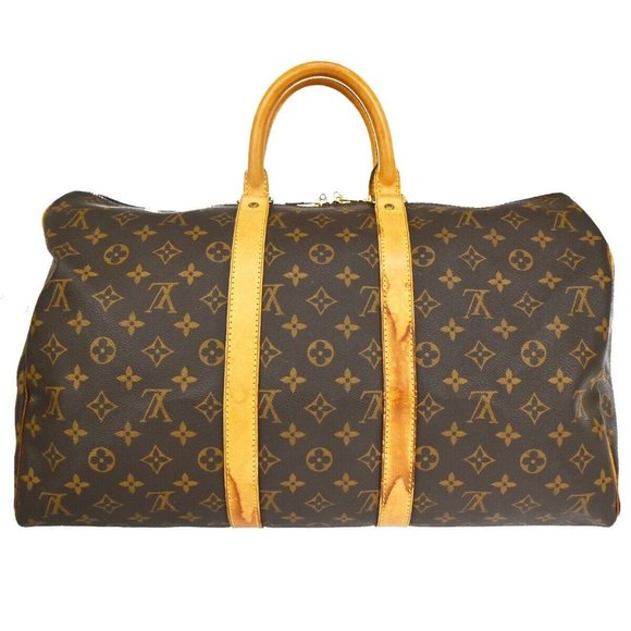 LOUIS VUITTON Keepall 45 Travel Hand Bag Monogram Leather Brown - Picture 3 of 16